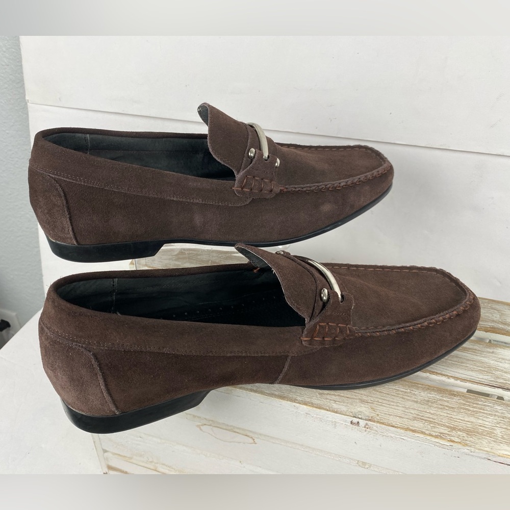 Stacy Adams Mens Memory Foam Dark Brown Leather Loafer slip on Horse bit 14M - Picture 2 of 13